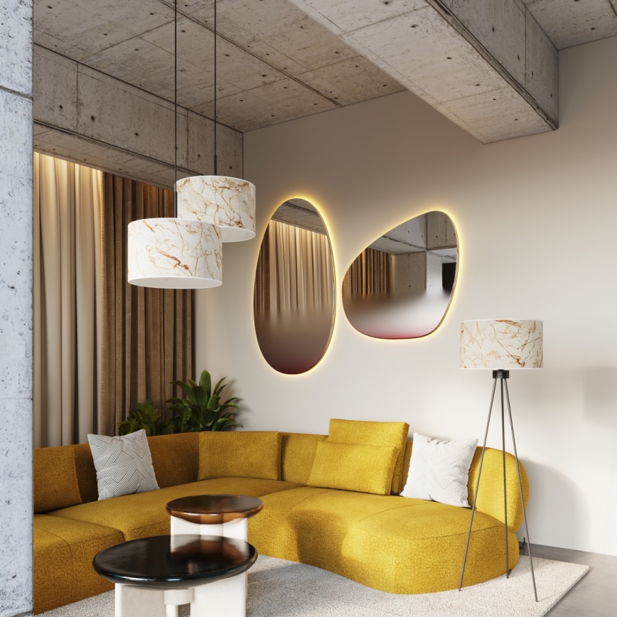 Stehleuchte NEVIA 1xE27/15W/230V beige/Marmor-Dekor