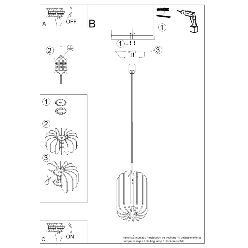 Pendelleuchte MULA 1xE27/15W/230V Ø 27 cm creme