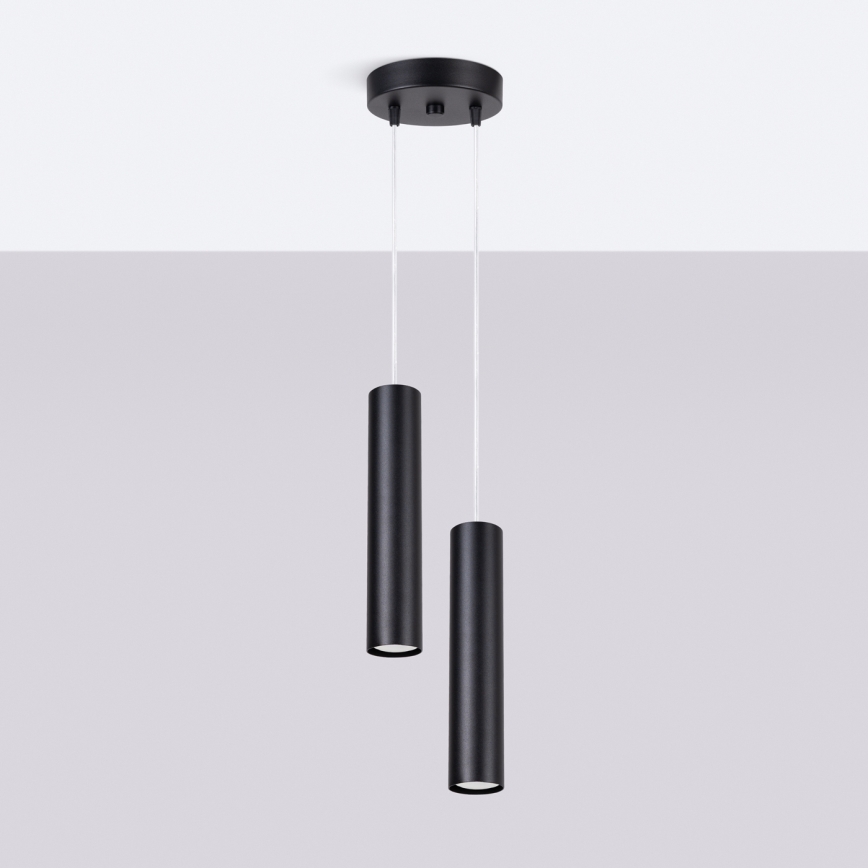 Hängeleuchte mit Seilaufhängung LAGOS 2xGU10/10W/230V schwarz