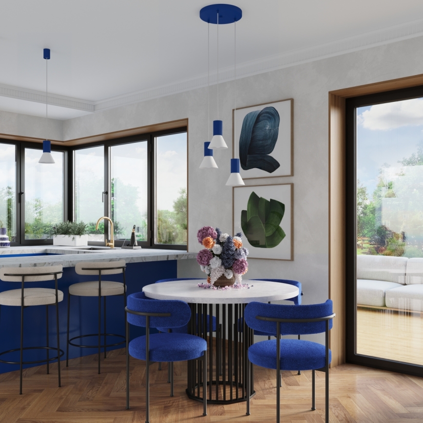 Hängeleuchte an Kabel ESTRIA 1xE14/10W/230V Ø 14 cm blau