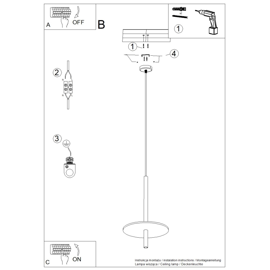 Pendelleuchte an Kabel FELTRO 1xG9/8W/230V schwarz/creme