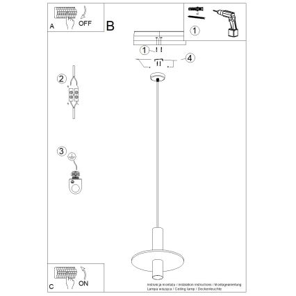 Hängeleuchte PELTA mit Kabelaufhängung 1xGU10/10W/230V, schwarz/gelb