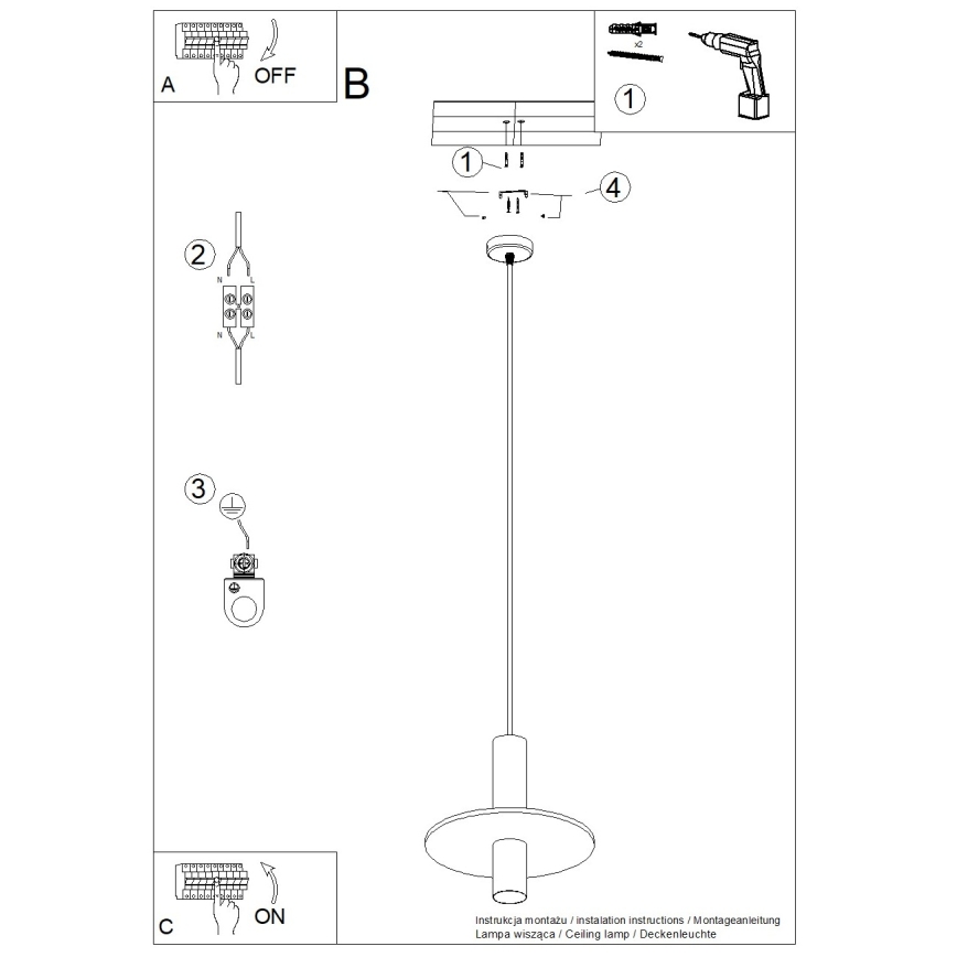 Hängeleuchte PELTA mit Kabelaufhängung 1xGU10/10W/230V, schwarz/gelb