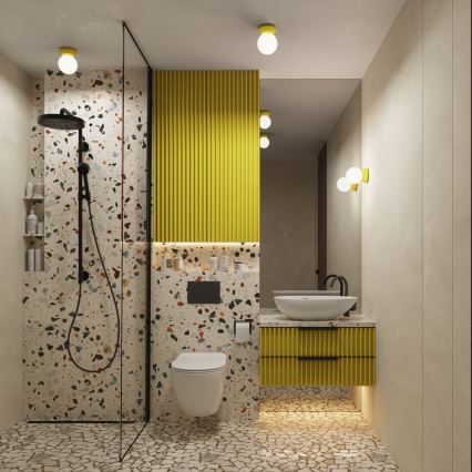 Badezimmer-Deckenleuchte ZORI, 1x G9/8W/230V, Ø 12 cm, IP44, Gelb