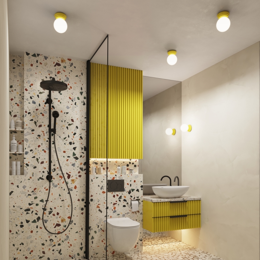 Badezimmer-Deckenleuchte ZORI, 1x G9/8W/230V, Ø 12 cm, IP44, Gelb