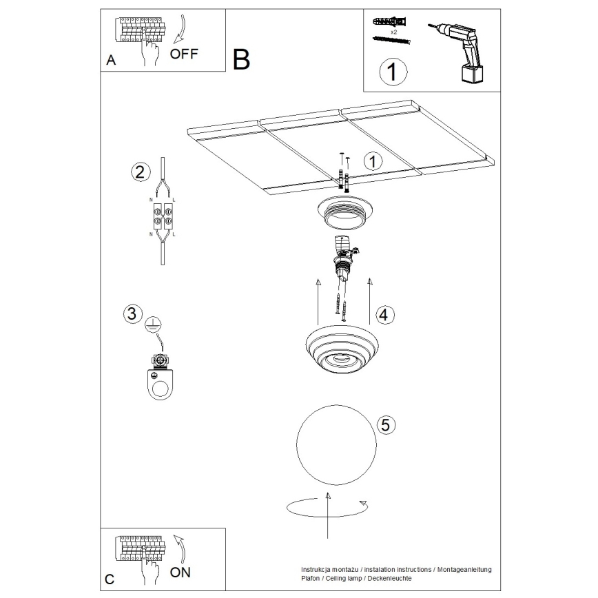Badezimmer-Deckenleuchte ZORI, 1x G9/8W/230V, Ø 12 cm, IP44, Gelb