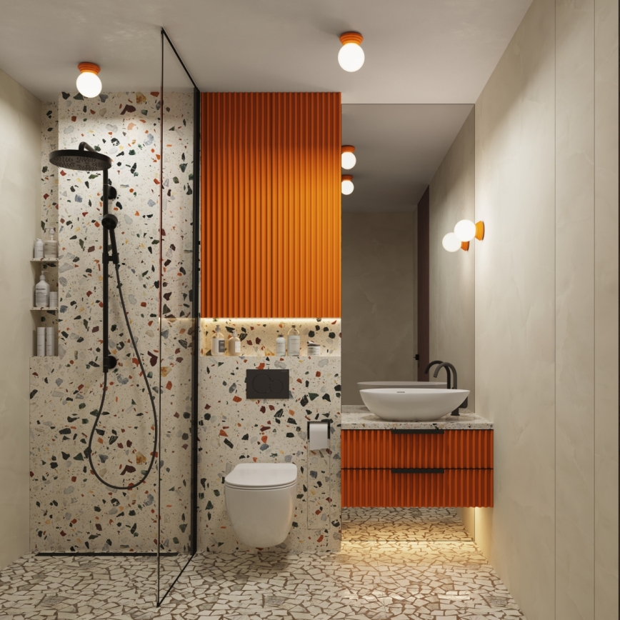 Badezimmer-Deckenleuchte ZORI 1xG9/8W/230V Ø 12 cm IP44 orange