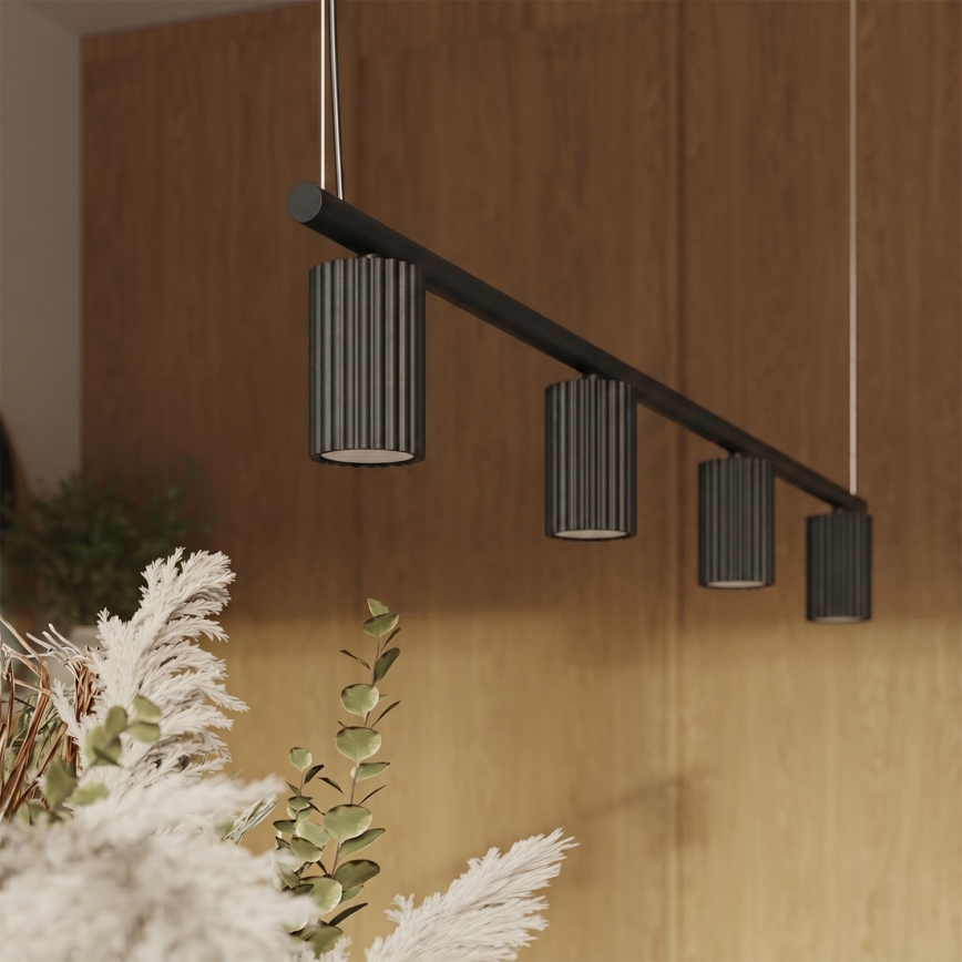 Pendelleuchte an Kabel KARBON 4xGU10/10W/230V schwarz