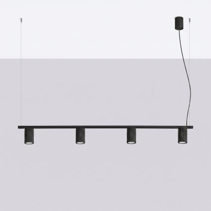 Pendelleuchte an Kabel KARBON 4xGU10/10W/230V schwarz