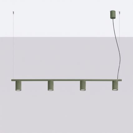 Pendelleuchte mit Seilaufhängung KARBON 4xGU10/10W/230V grün