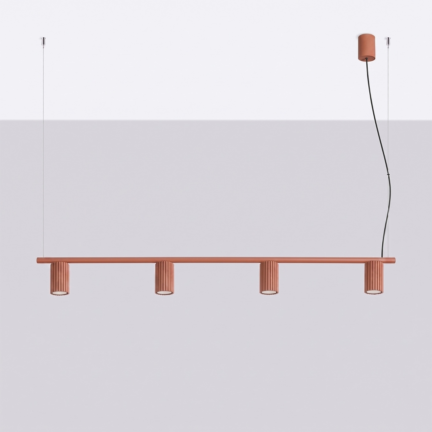 Seil-Pendelleuchte KARBON 4xGU10/10W/230V orange