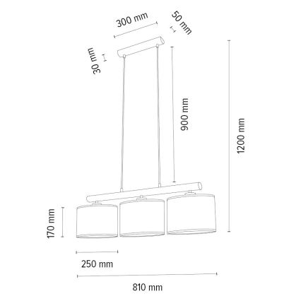 Hängeleuchte an Schnur MERCEDES 3xE27/40W/230V braun/Eiche – FSC-zertifiziert