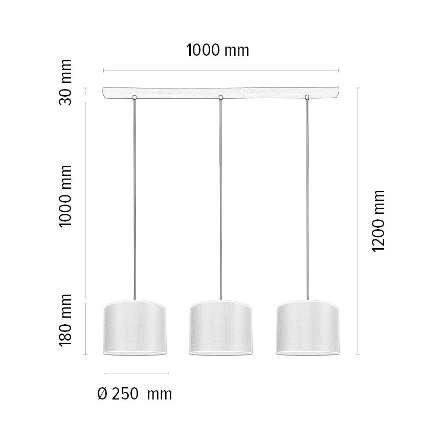 Hängeleuchte BENITA 3xE27/40W/230V braun/Eiche