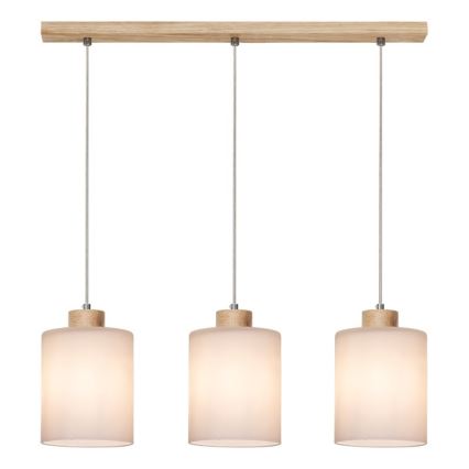 Hängeleuchte an Schnur ZEFIR 3xE27/60W/230V Eiche – FSC-zertifiziert