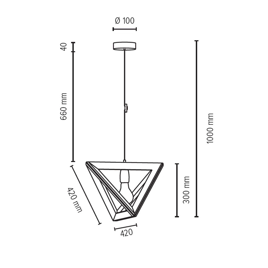 Hängeleuchte an Schnur TRIGONON 1xE27/60W/230V Eiche mattiert – FSC-zertifiziert