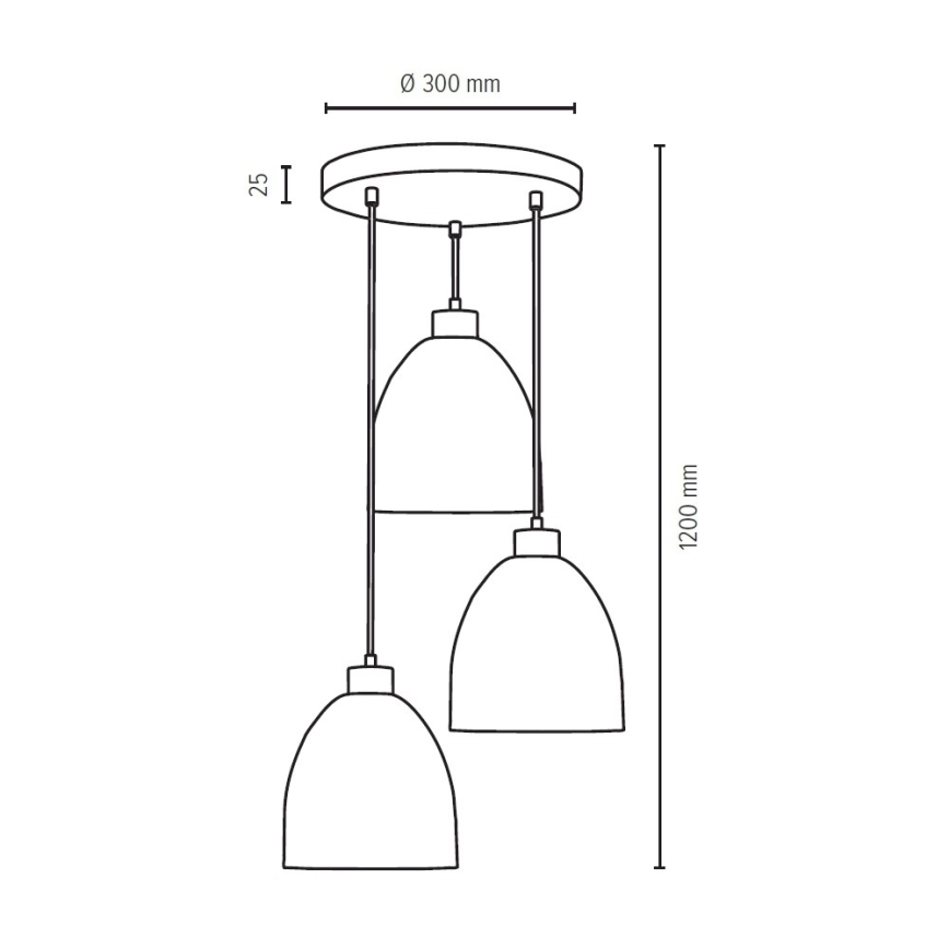 Deckenleuchte an Seil AURA 3xE27/60W/230V Buche