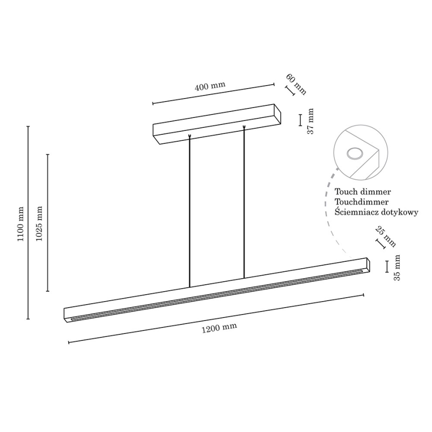 Dimmbare LED-Hängeleuchte an Schnur SMAL LED/18W/230V – FSC-zertifiziert