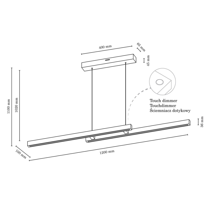 Dimmbare LED-Hängeleuchte SMAL 2xLED/22,5W/230V Eiche