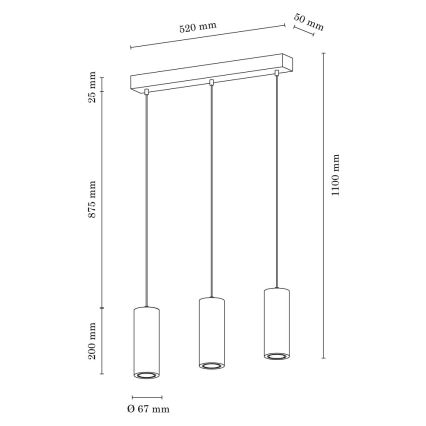 LED-Hängeleuchte an Schnur PIPE 3xGU10/5W/230V Eiche matt – FSC-zertifiziert