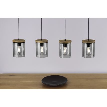 Hängeleuchte MONSUN 1xE27/60W/230V Kiefer