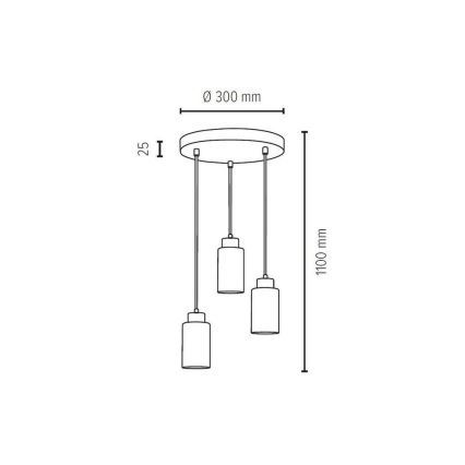 Schnur-Hängeleuchte BOSCO 3xE27/60W/230V – FSC-zertifiziert