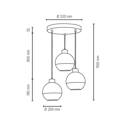 Schnur-Hängeleuchte FRESH 3xE27/60W/230V – FSC-zertifiziert