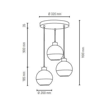 Schnur-Hängeleuchte FRESH 3xE27/60W/230V – FSC-zertifiziert