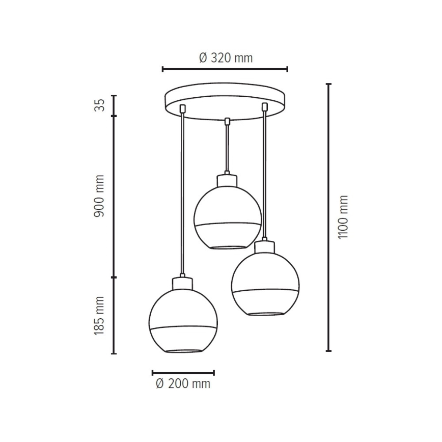 Schnur-Hängeleuchte FRESH 3xE27/60W/230V – FSC-zertifiziert