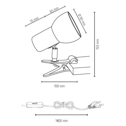 Lampe mit Clip SVENDA 1xE27/60W/230V – FSC-zertifiziert