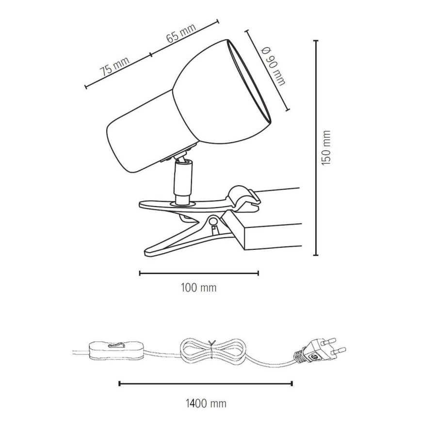 Lampe mit Clip SVENDA 1xE27/60W/230V – FSC-zertifiziert