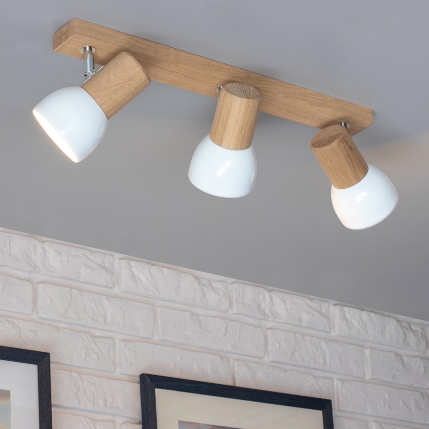 Spotleuchte SVENDA 3xE27/60W/230V Eiche/Weiß