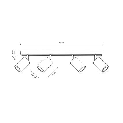 LED-Deckenstrahler MATTI 4xGU10/5W/230V Eiche – FSC-zertifiziert