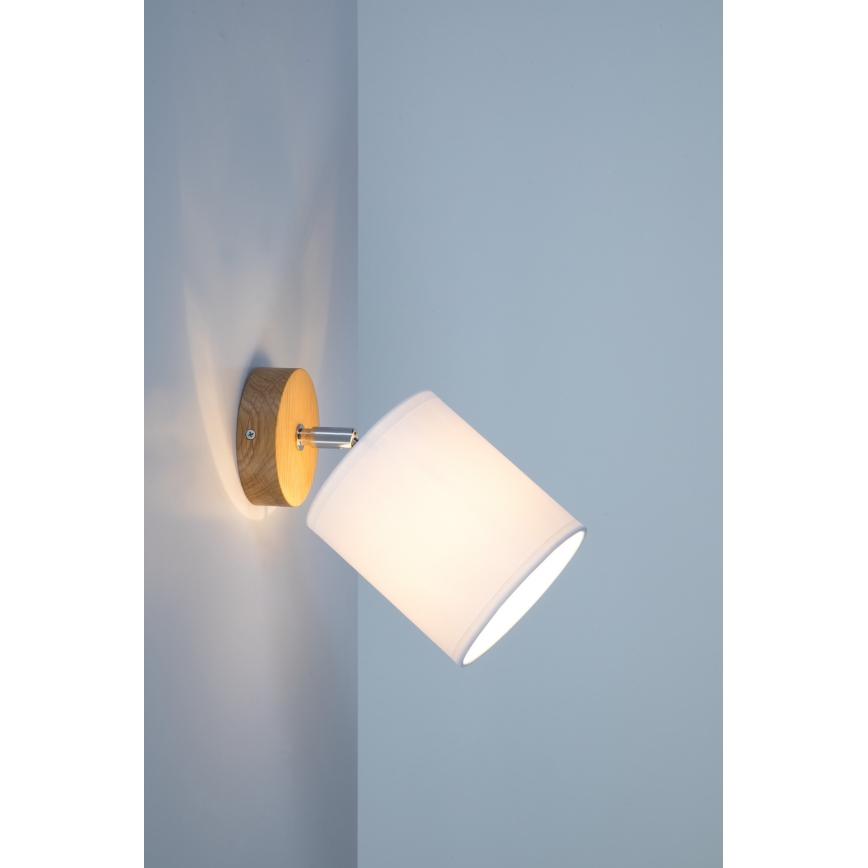 Wandstrahler APRILLIA 1xE27/25W/230V Eiche weiß – FSC-zertifiziert