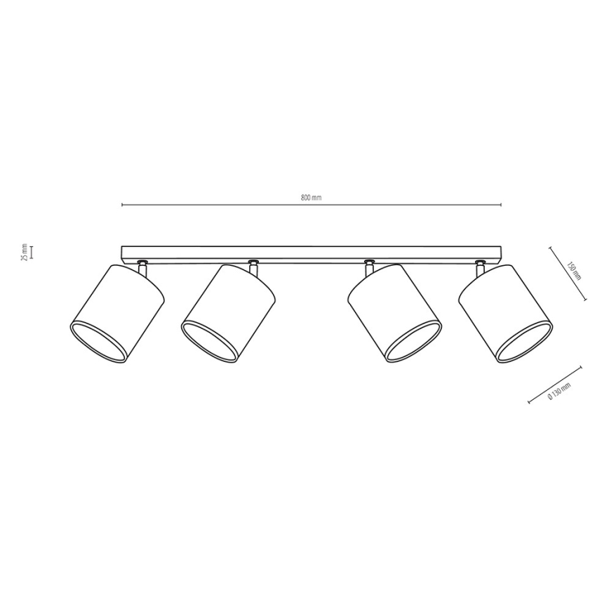 Strahler APRILLIA 4xE27/25W/230V Eiche grau – FSC-zertifiziert
