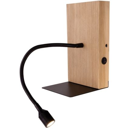 LED-Wandleuchte LECTOR LED/2,5W/230V USB Eiche