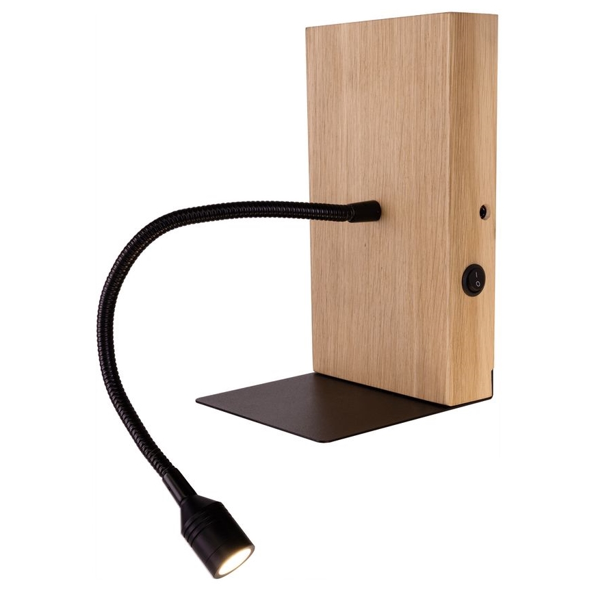 LED-Wandleuchte LECTOR LED/2,5W/230V USB Eiche