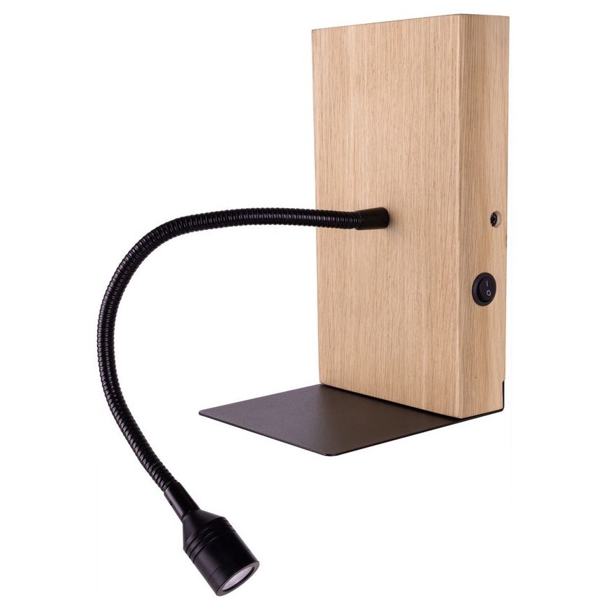 LED-Wandleuchte LECTOR LED/2,5W/230V USB Eiche