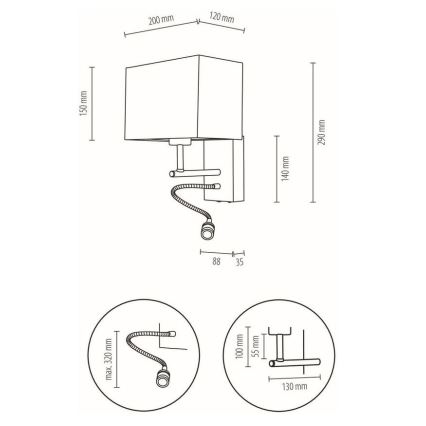 Wandleuchte BOHO 1xE27/25W + LED/1W/230V Eiche – FSC-zertifiziert