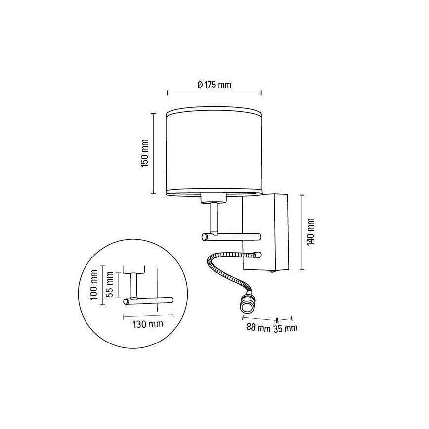 Flexible Leuchte BOHO 1xE27/25W + LED/1W/230V Eiche