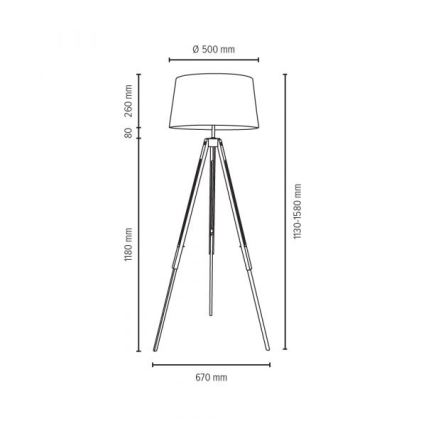 Stehlampe TRIPOD 1xE27/60W/230V – FSC-zertifiziert