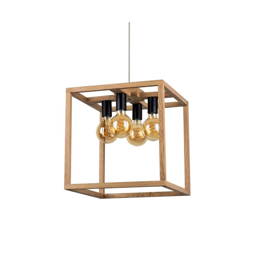 Deckenleuchte an Seil KAGO 4xE27/60W/230V Eiche