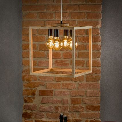 Deckenleuchte an Seil KAGO 4xE27/60W/230V Eiche