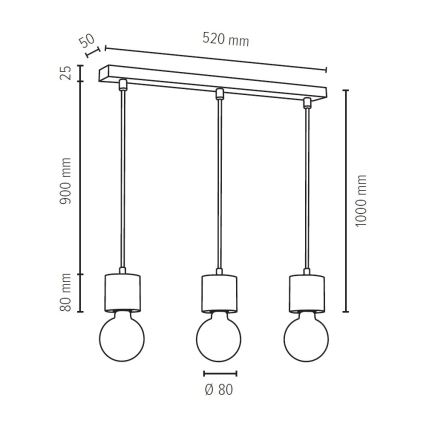 Hängeleuchte an Schnur PINO 3xE27/60W/230V – FSC-zertifiziert