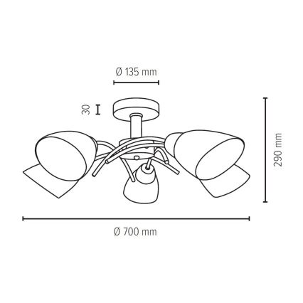 Aufbauleuchte VILETTA 5xE27/40W/230V – FSC-zertifiziert