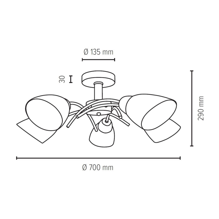 Aufbauleuchte VILETTA 5xE27/40W/230V – FSC-zertifiziert