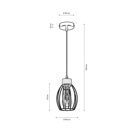 Hängeleuchte an Schnur GUNNAR 1xE27/60W/230V Eiche – FSC-zertifiziert