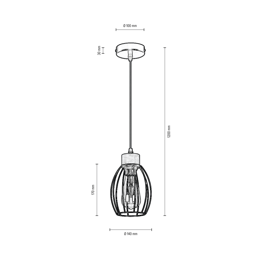 Hängeleuchte an Schnur GUNNAR 1xE27/60W/230V Eiche – FSC-zertifiziert