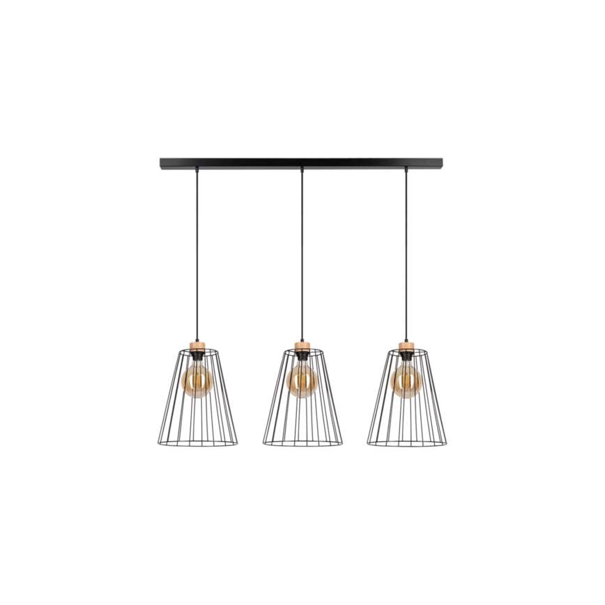 Schnur-Hängeleuchte ORAZIO 3xE27/60W/230V Eiche – FSC-zertifiziert