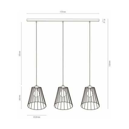 Schnur-Hängeleuchte ORAZIO 3xE27/60W/230V Eiche – FSC-zertifiziert