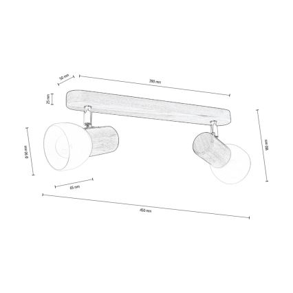 Deckenstrahler NEL 2xE27/15W/230V Nussbaumholz – FSC-zertifiziert